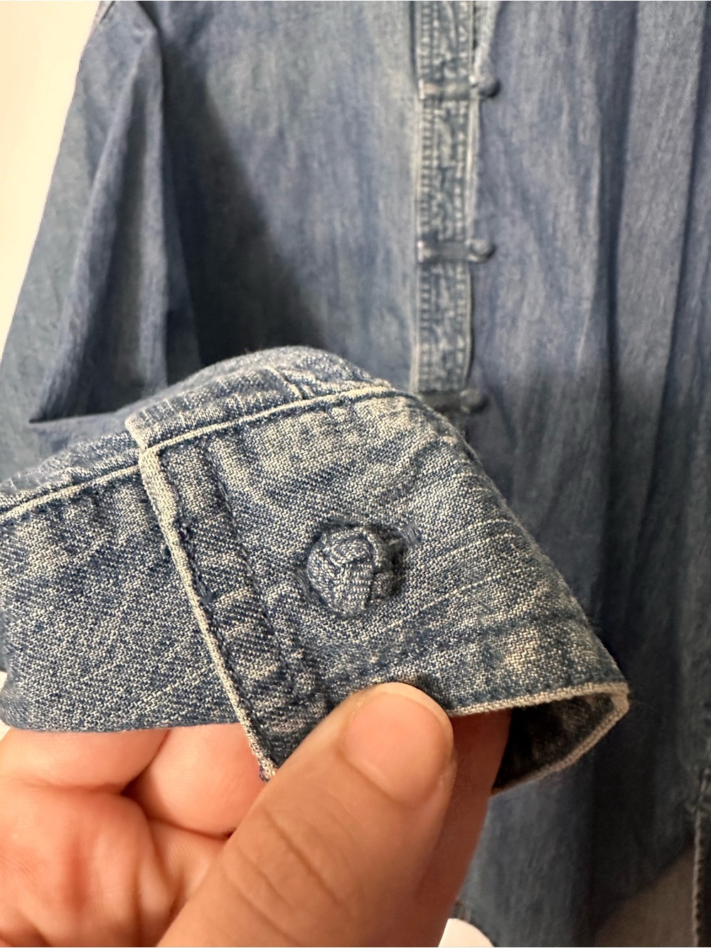 J. Jill Vintage Dark Wash Denim Button-Front Tunic 100% Cotton Size L Oversized - Picture 6 of 8